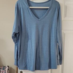 torrid Light Blue V-Neck Long Sleeve Tee